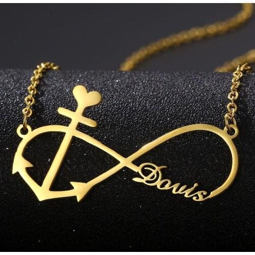 Custom Infinity Name Necklaces for Women Personalized Customized Fashion Stainless Steel Gold Choker Necklace Pendant Jewelry