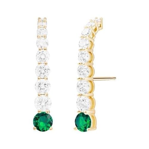 Gold Metal Color Prong Set Blue Green Red White Cubic Zirconia Sparking Bling CZ Stud Earring Fashion