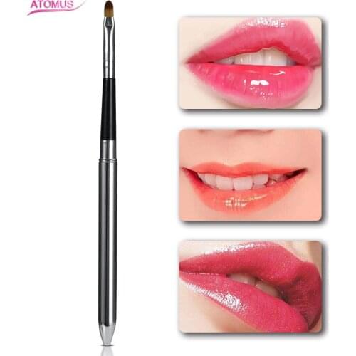 1pc Portable Black Lips Makeup Brush Pen Wood Handle Cosmetic Lipgloss Lipstick Lip Gloss Brush Lip Beauty Makeup Tool