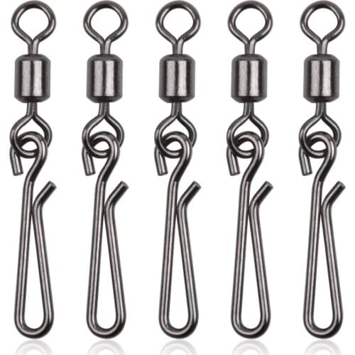 100Pcs Fishing Swivels Connector Interlock Pin Snap Stainless Steel Rolling Swivel For Hook Lure Carp Fishing Tackle Accessories