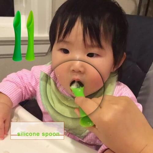 100% Silicone Soft-Tip Training Spoon for Baby Led Weaning baby molar stick feeding water spoon