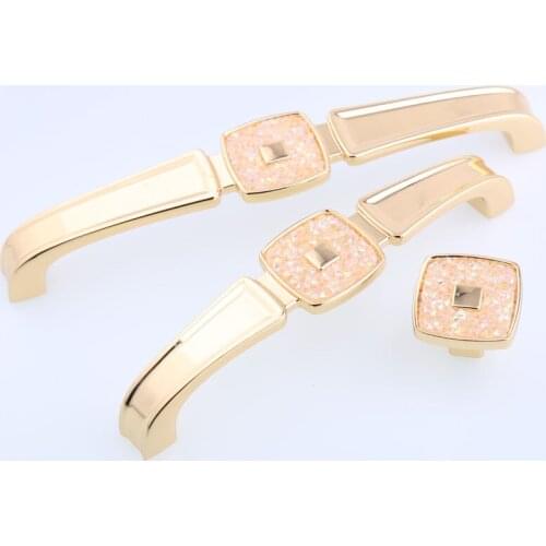 128mm Rninestone 24k gold villa furniture decoration handles 96mm crystal tv cabinet drawer knobs pulls golden cupboard handles