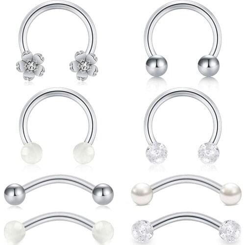 16G Daith Rook Earrings Stainless Steel Horseshoe Conch Helix Piercing Curved Barbll Eyebrow Rings Piercing for Women Men