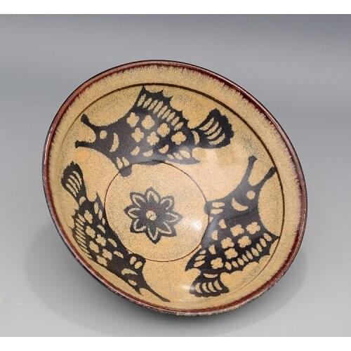 2 Antique SongDynasty porcelain bowl,Jizhou kiln Three fish pattern bowl,Hand-painted crafts,Collection&Adornment,Free shipping
