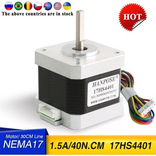 Free shipping 1pcs 4-lead Nema17 Stepper Motor 42 motor Nema 17 motor 1.7A 17HS4401 for CNC milling machine 3D printer motor