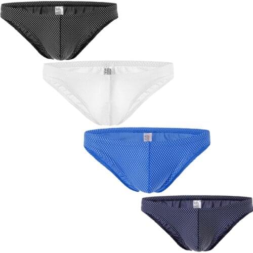 4PCS/Lots Men Underwear Briefs Gay Penis Pouch Micro Thongs Jock Strap Slip Homme Tanga Quick-drying Bikini Lingerie Panties 2XL