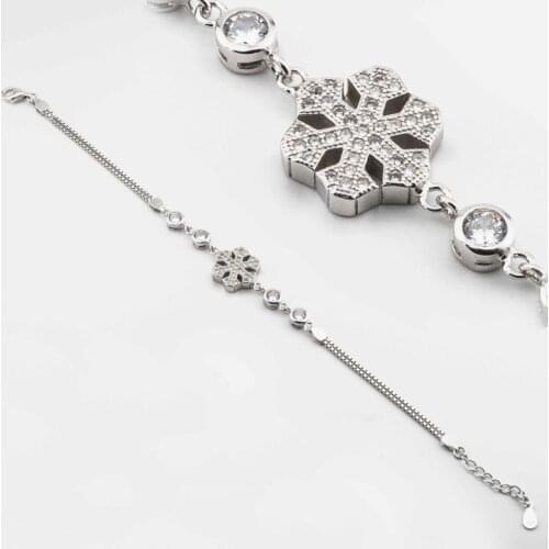 925 Sterling Silver Bracelet with Zircon Stone and Snowflake Design