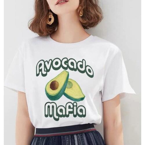 BONJEAN Avocado Vegan Women T Shirt Kawaii Cartoon Tshirt Harajuku 90s Graphic Female Short Sleeve T-shirt Summer Clothes Tops