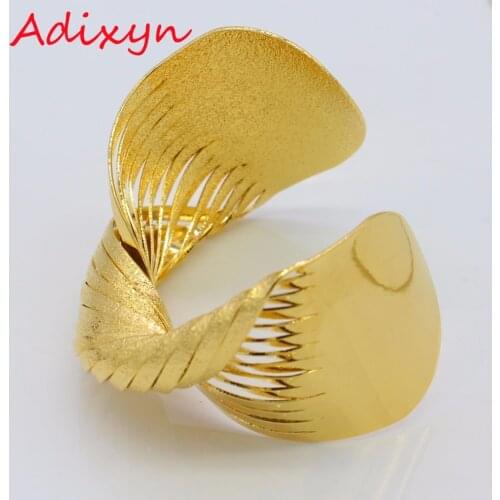 Adixyn Gold Twisted Bangle for Women Gold Color & Copper Bracelet Dubai Ethiopia Wide Wedding Africa Arab Jewelry N01191