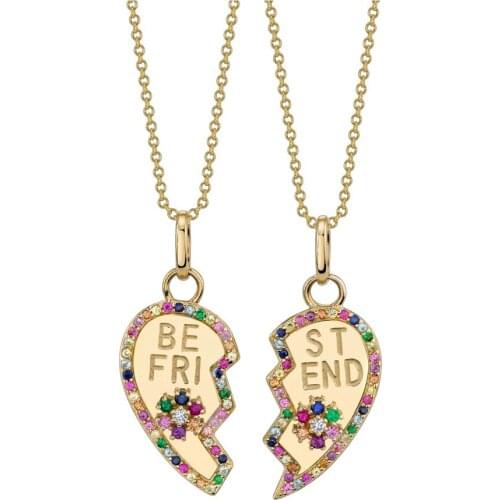 Fashion 2pcs/Set Heart Splice Best Friends Necklace Couple Friendship BFF Jewelry Chain Charm Birthday Gift for Women Girl