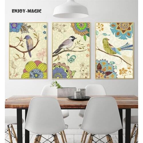 Home Decor Canvas Poster bird Watercolor Home Decoration Wall Art Modern 3 Piece HD Oil Painting Picture Panel Print B-032