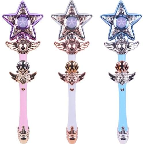 Electric Magic Stick Girls Toy Beautiful Princess Magician Scepter Pretend Play Kids Toys LED Flashing Sound Music Magic Wand