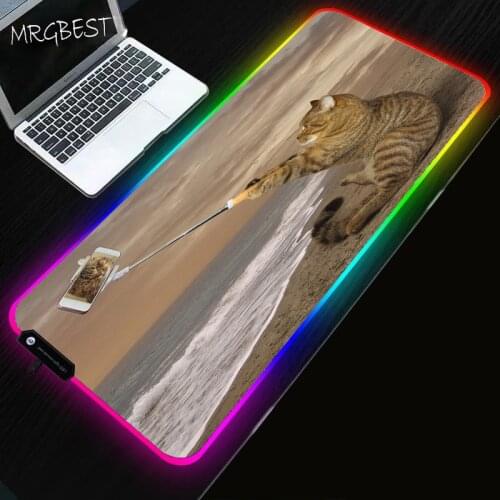 MRGBEST Cute Coffee Cat Photo Large Size Game Mouse Pad PC Computer Game Player Mousepad Desk Mat Locking Edge for CSGO LOL Dota