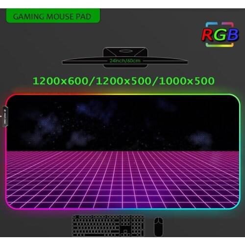 Mechanical Keyboard Retrowave Mousepad Led Gaming Mat Large Luminous Purple Black Mouse Pad Rgb Glowing Gamers Accessories 1200