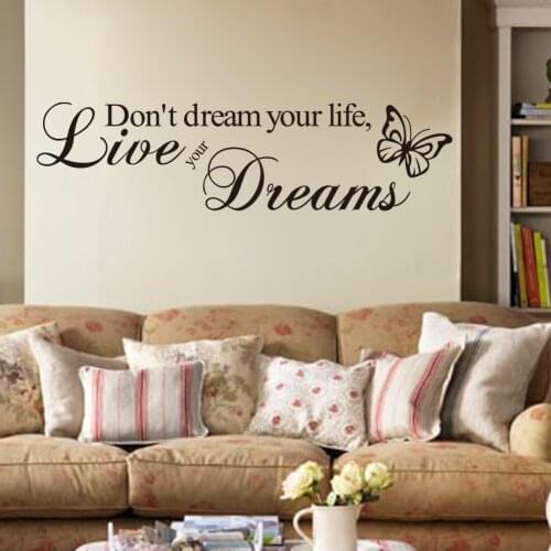 Creative home living room motto Wall Sticker Home room Modern decals tattoo Transfer Art Decor Vinyl dream life Wall mural