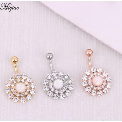 Miqiao 1 Pcs Hot Sale Piercing Jewelry Sun Flower Navel Nail European and American New Belly Button Ring