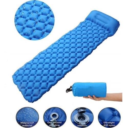Topselling Outdoor Inflatable Sleeping Pad Camping Mattress Ultralight 190CM Travel Mat Waterproof Folding Air Cushion Camp