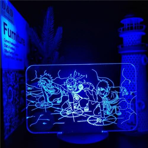 Naruto Psychic 3D Night Light LED Lamp Haruno Sakura Uzumaki Naruto Uchiha Sasuke Anime Figure Manga Neon Lampara Bedside Decor