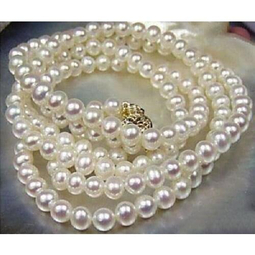 Natural AAA Round 8-9mm South Sea White Pearl Necklace 25" 925silver