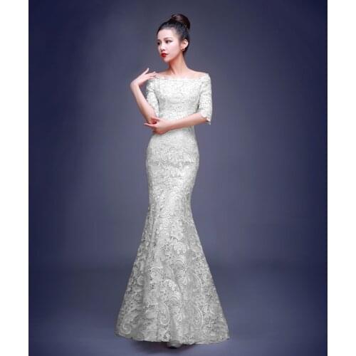 Bride White Hollow One Shoulder Evening Dress Wedding Cheongsam Clearance At A Loss