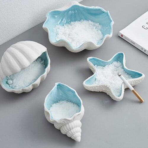 NEWYEANEW Creative Conch Shell Ceramic Ashtray For Car Ornament Starfish Home Furnishing Decoration Boyfriend Wedding Gift