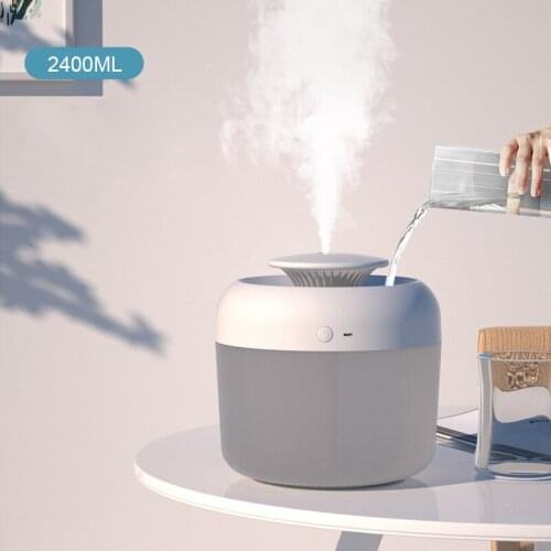 New Diffuser 2.4L Large Capacity USB Ultrasonic Air Humidifiers Home Office Fragrance Diffusers with LED Light Fogger