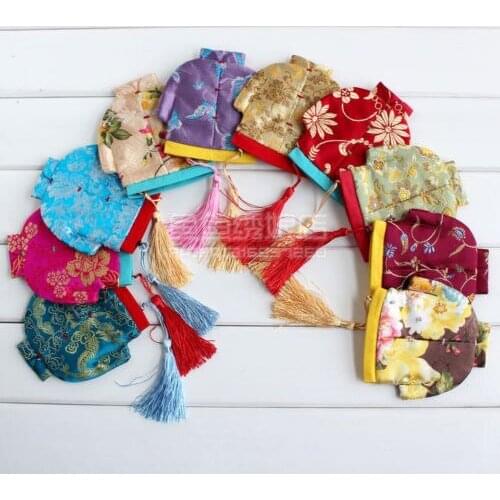 Wholesale10pcs Chinese Handmade Vintage Cloth Coin Purse Jewerly Pouch Gift Bag