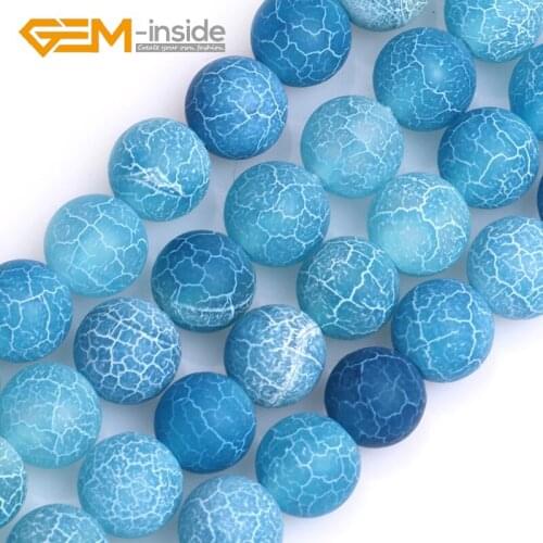 6mm-14mm Wholesale! Blue Dream Fire Dragon Veins Agates Round Beads For Jewelry Making DIY Gifts Strand 15 Inches