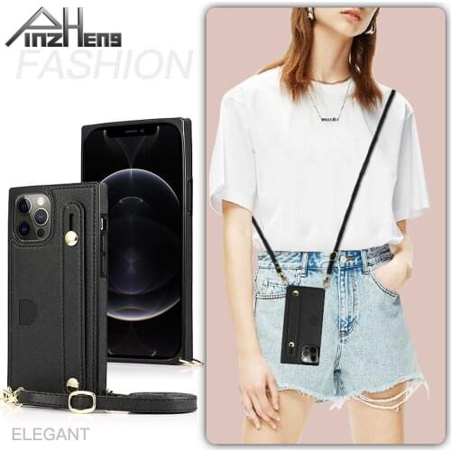 PINZHENG Leather Mobile Phone Case For iPhone 6 6s 7 8 Plus X XR XS 11 12 Pro Max Soft Coin Card Phone Protective Back Cover