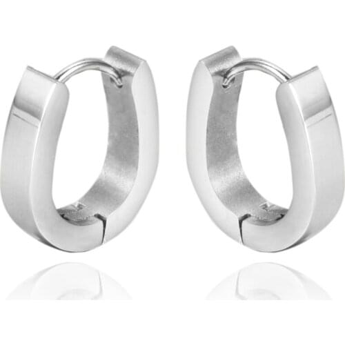 Cardy Koala Factory direct stainless steel flattened shape earrings steel high gloss without crystal stone flat grinding earring