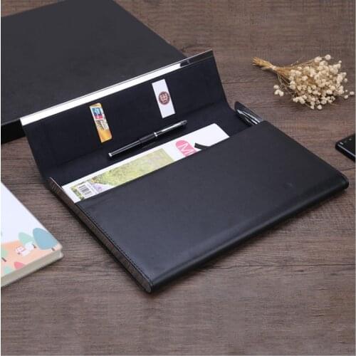 Simple Solid PU A4 File Folder Big Capacity Document Bag Luxury Business Briefcase Paper Ipad Storage Bag Student Gifts