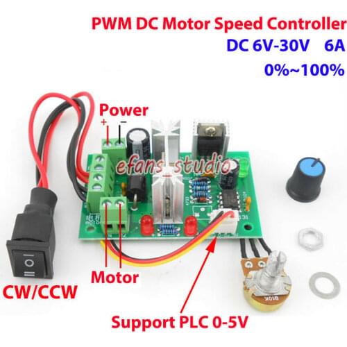 6A DC 6V9V 12V 24V 30V DC Motor Variable Speed Controller CW/CCW Regulator Reversible Switch