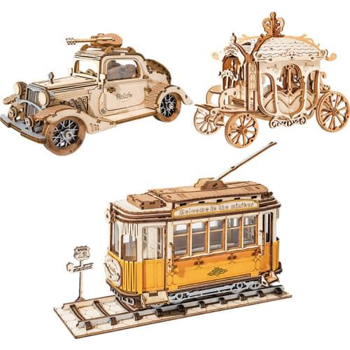 Robotime Rolife Vintage Carriage Model 3D Wooden Puzzle Toys for Chilidren Kids Adult TG506