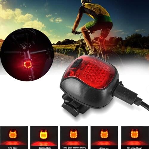 Bicycle Smart Safety Warning Light USB Rechargeable Bike Tail Light Helmet Light PortableMulti-Function Waterproof Tail Light