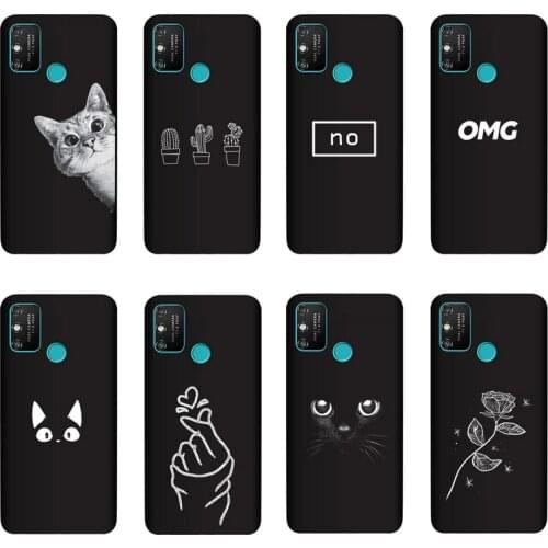 QAQsam Silicone Cover For Huawei Honor Play 9A Case Painting Flower Cat Moon Matte Phone Cases Funda