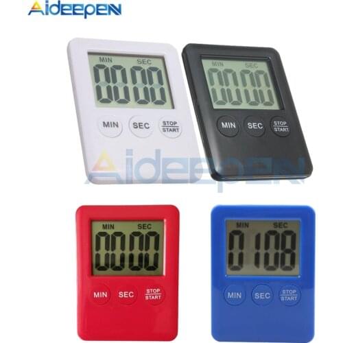 Super Thin Large LCD Digital Screen Kitchen Timer Square Cooking Count Up Countdown Alarm Magnet Clock Reminder Timer