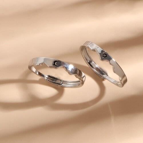 Wedding Engagement Men Copper Sun Moon Couple Ring Fashion Jewelry Open Ring Finger Ring