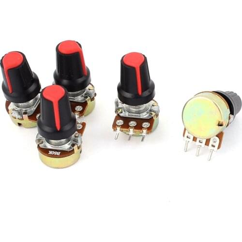 Uxcell 5pcs 50K OHM 3 Terminal Linear Taper Rotary Volume B Type Potentiometer Pot B50K