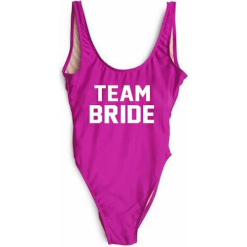 WackDaria sexy one-piece letter women swimsuitswimwear TEAM BRIDE without pad maillot de bian femma white/black/red/yellow color