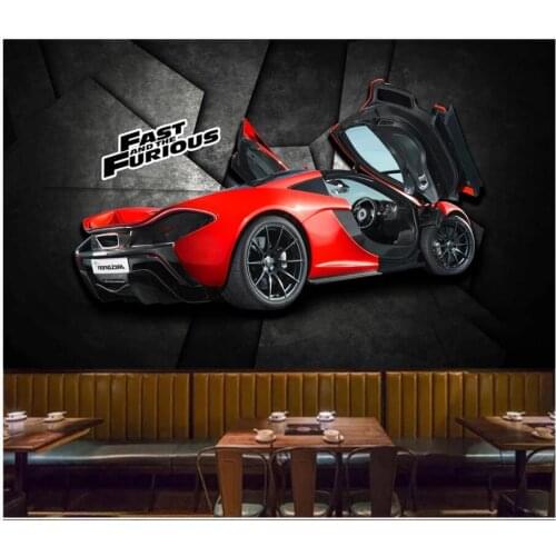 WDBH Custom photo 3d wallpaper Industrial style red sports car home decor living room 3d wall murals wallpaper for walls 3 d