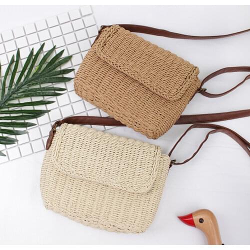 Stylish Summer Holiday Beach Crossbody Messenger Bag Raffia Straw Shoulder Bags Hand Knitting Handbags For Women