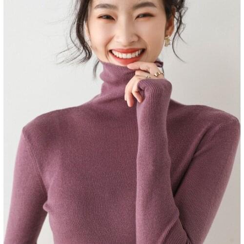 Turtleneck sweater womens autumn and winter new slim pullover long-sleeved bottoming shirt sweater top