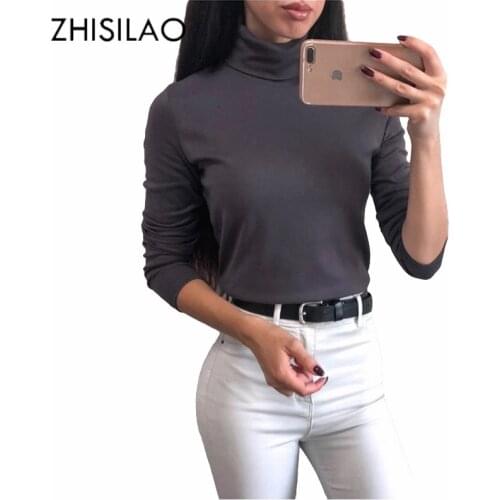 ZHISILAO Woman Turtleneck Sweater Pullover Woman Winter Casual Pullover Sweater Solid Sueter Mujer Pull Femme Top High Elastic