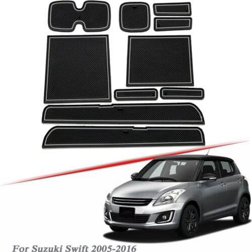 10pcs Car Styling For Suzuki Swift 2005-2016 Latex Gate slot pad Interior Door Groove Mat Non-slip dust Mat Interior Accessories