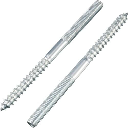 Uxcell M6x50mm Hanger Bolts Double Head Dowel Screw for Wood Furniture 20pcs
