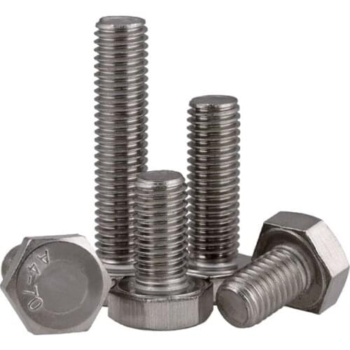 20pcs Full Thread Hex Bolts M3 M4 M5 Hexagon Head Screws A4 Stainless Steel Fastener