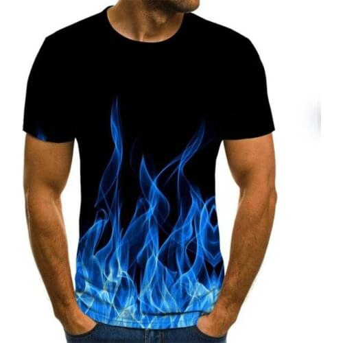 2021 Flame-3d Music T-shirt Mens Casual Guitar Top Metal Shirt Gothic Printed Anime Clothing Short Sleeve Top