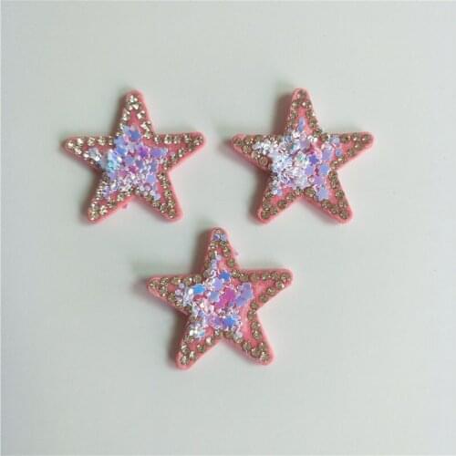 24pcs/lot 3.2cm sequin Star Padded Appliques for DIY hair clip Accessories and Craft Handmade Decoration
