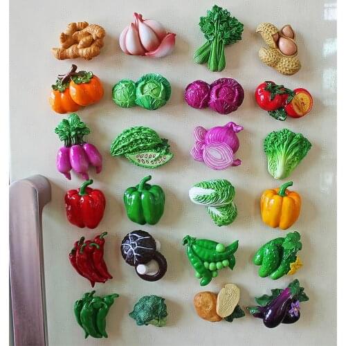 Hot Selling Home Decoration RefrigeratoR Sticker 3D Celery Radish Mushroom Potato Broccoli VegetablesPolyresin Fridge Magnet