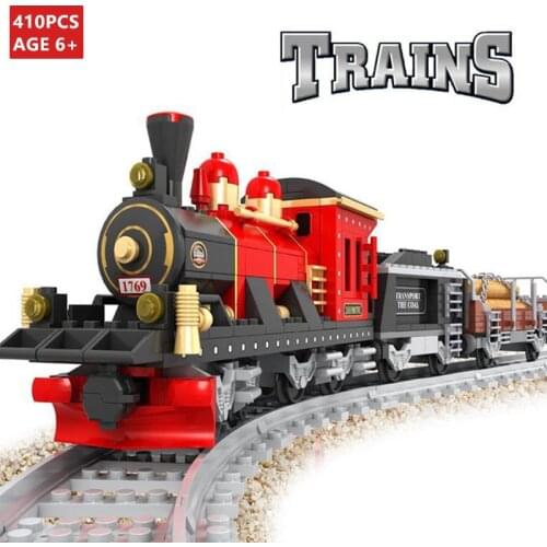 410Pcs City Train Building Blocks Sets Track Rails Brinquedos Creator Technic Playmobil Bricks Figures Hobbies Educational Toys
